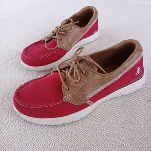 skechers ♡ embark ultra go boat shoes red summer 10 nautical flex goga mat